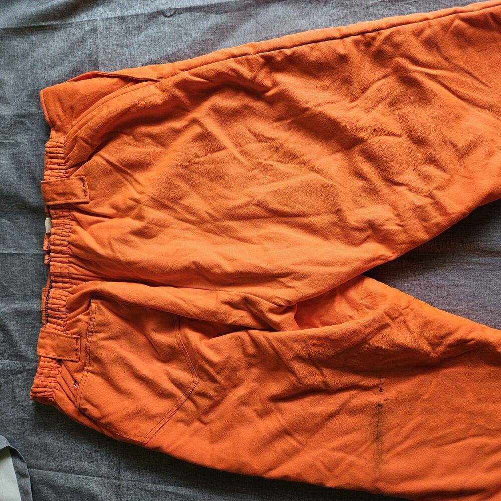 VTG Edward Hyman Mens XL Orange Industrial Hunting Thermal Insulated Pants - Picture 16 of 16